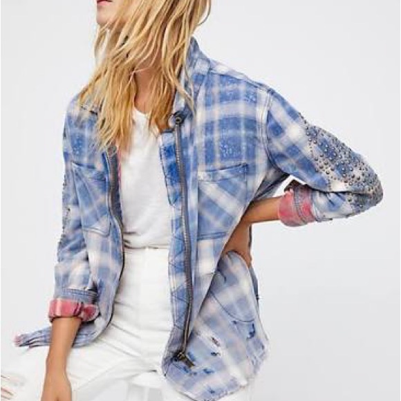 Free People Jackets & Blazers - Blue Plaid Women's Jacket